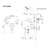 Bản vẽ kỹ thuật Vòi sen tắm TOTO TX432SDN nóng lạnh