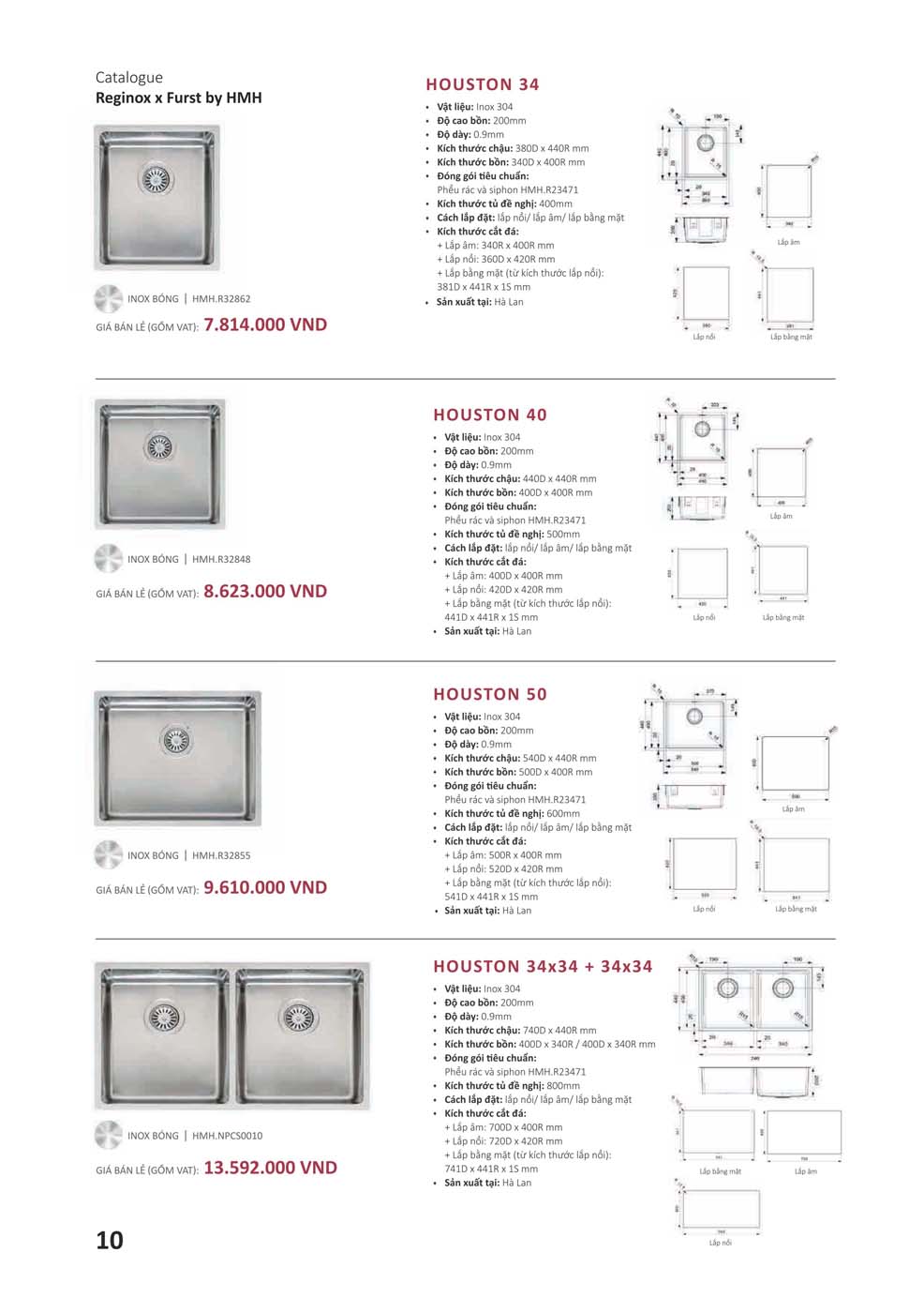 Catalogue REGINOX 2023 Bang gia Thiet bi bep nhap khau 10