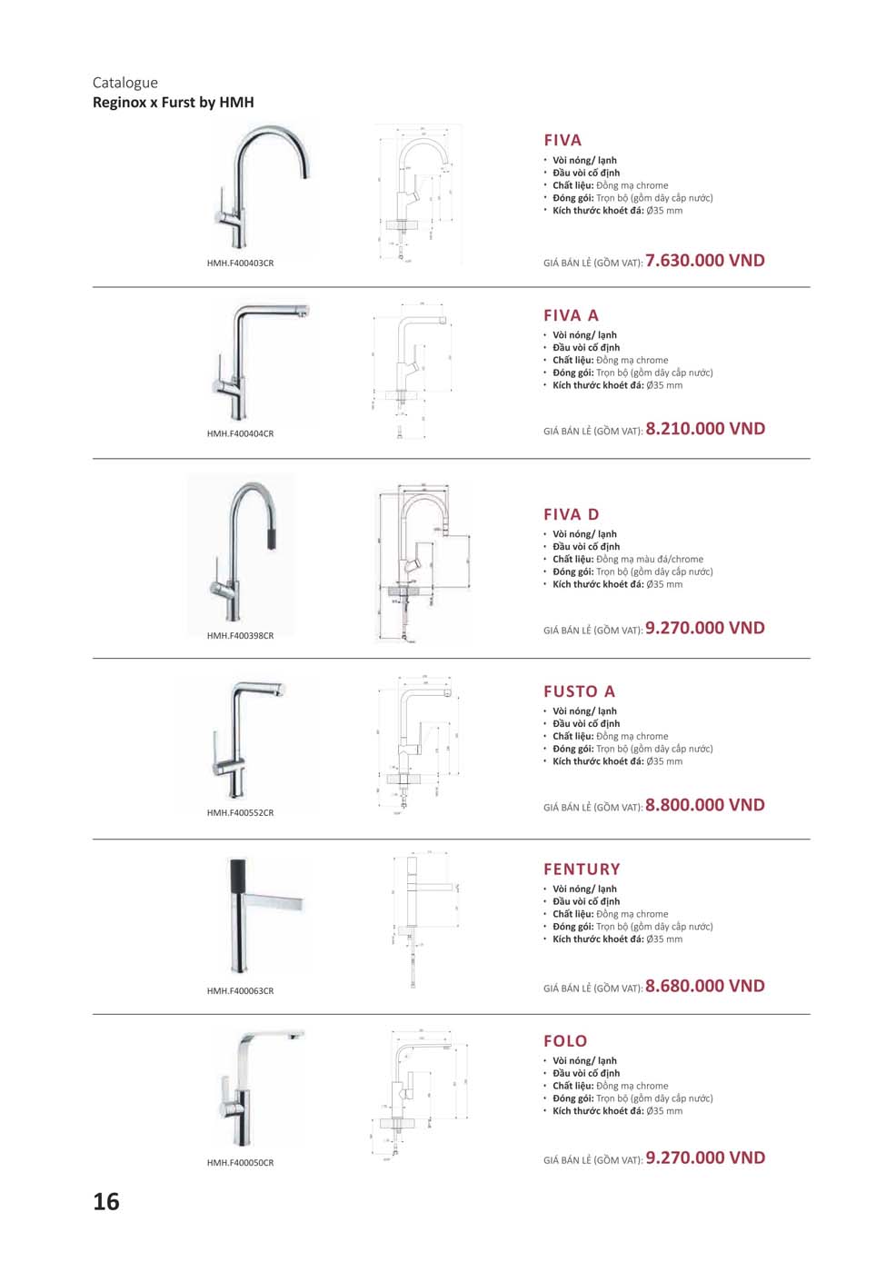 Catalogue REGINOX 2023 Bang gia Thiet bi bep nhap khau 16
