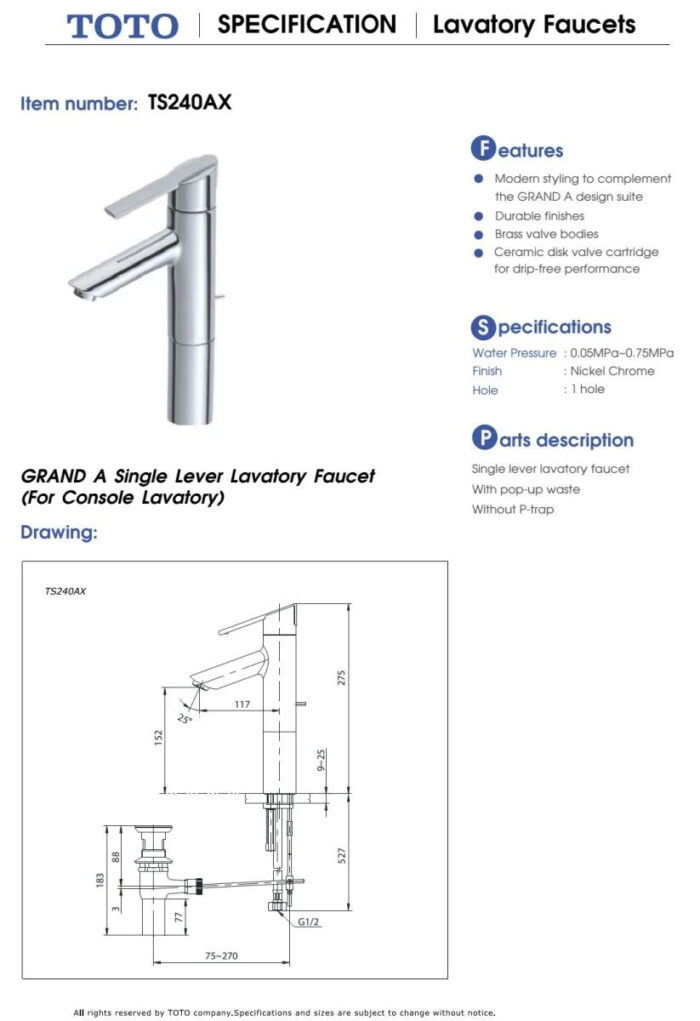 thông-số-kỹ-thuật-Vòi-lavabo-TOTO-TS240AX-cổ-cao-nóng-lạnh
