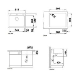 Bản Vẽ Kỹ Thuật Chậu rửa bát đá BLANCO PLEON 6 ROCK GREY 1 hố