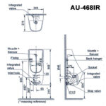 Bản vẽ kĩ thuật Bồn tiểu nam INAX AU-468IR cảm ứng pin treo tường