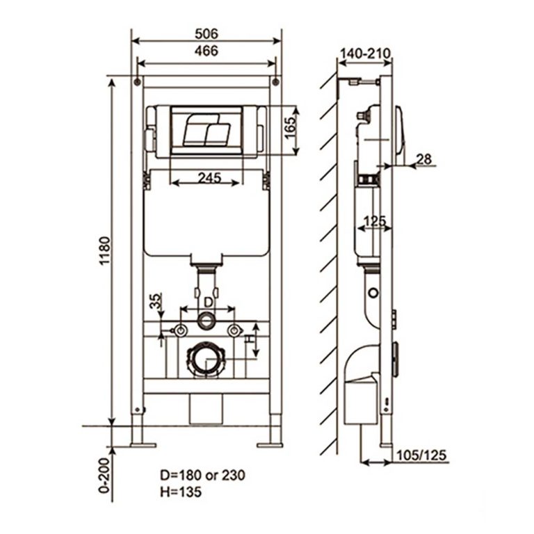 Bản vẽ kĩ thuật Két nước bồn cầu treo tường American Standard G3004A