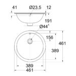 Bản vẽ kĩ thuật chậu lavabo American Standard 0433-WT Concept âm bàn