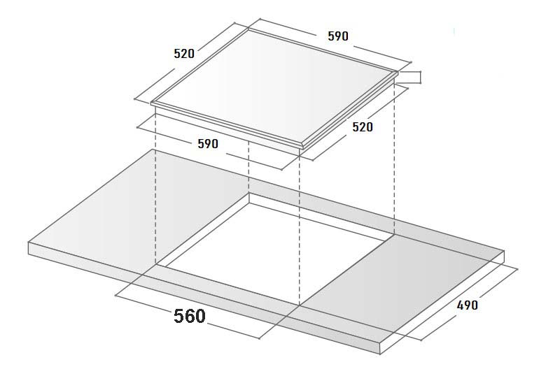 Bản vẽ kích thước Bếp điện từ ba CANZY CZ 86GPH