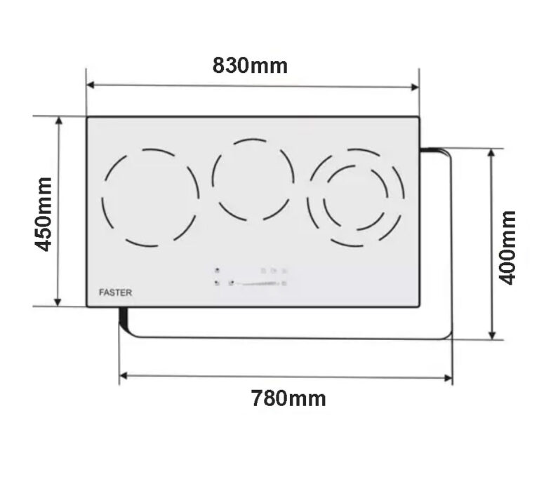 Bản vẽ kích thước Bếp điện từ ba FASTER FS MIX388