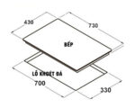 Bản vẽ kích thước Bếp điện từ đôi CANZY CZ MIX823