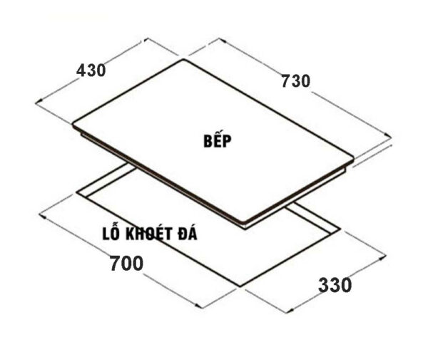 Bản vẽ kích thước Bếp điện từ đôi CANZY CZ MIX823