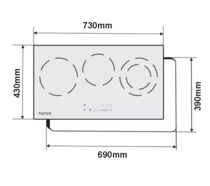 Bản vẽ kích thước Bếp điện từ đôi FASTER FS 389HI