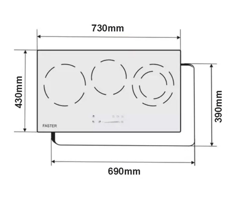 Bản vẽ kích thước Bếp điện từ đôi FASTER FS 389HI