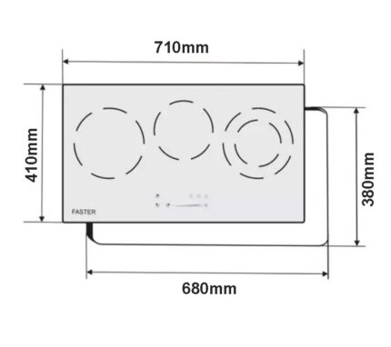 Bản vẽ kích thước Bếp điện từ đôi FASTER FS 668HI