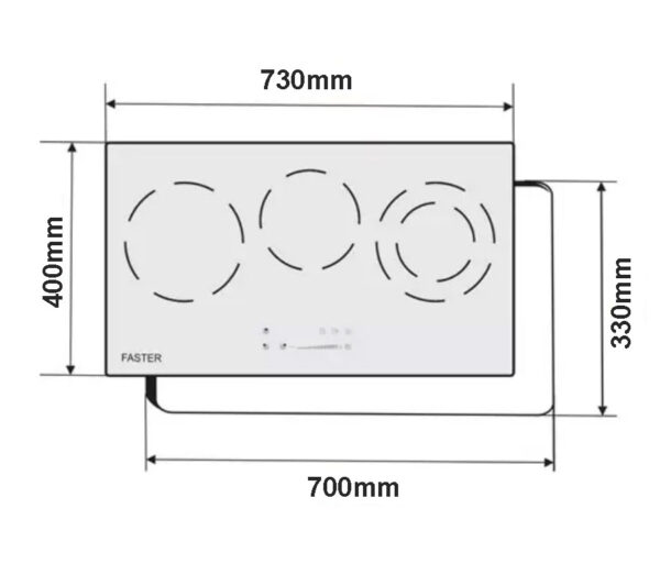Bản vẽ kích thước Bếp điện từ đôi FASTER FS MIX266