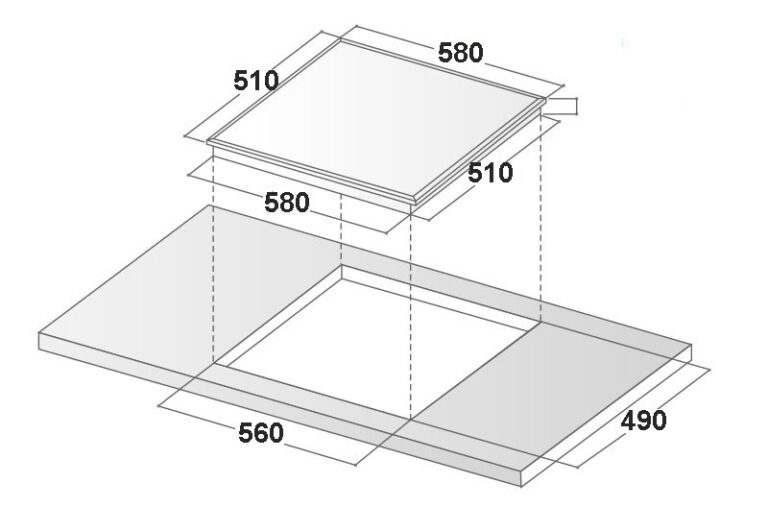 Bản vẽ kích thước Bếp từ ba CANZY CZ BMIX63T