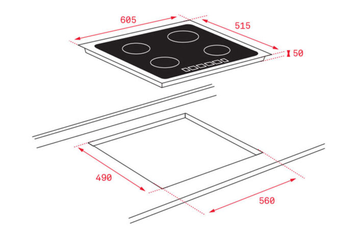 Bản vẽ kích thước Bếp từ bốn TEKA IZF 64600 MSP 112500035