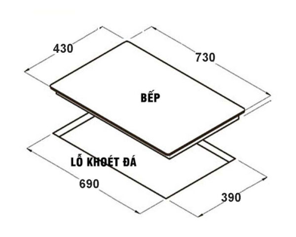 Bản vẽ kích thước Bếp từ đôi CANZY CZ 666PLUS