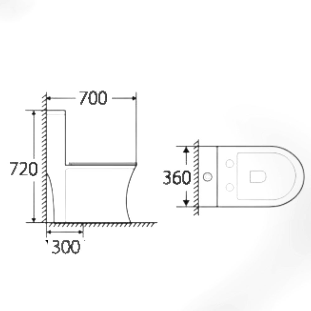 Bản vẽ kích thước Bồn cầu 1 khối HUGE H-BC689