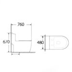 Bản vẽ kích thước Bồn cầu 1 khối HUGE H-BC999