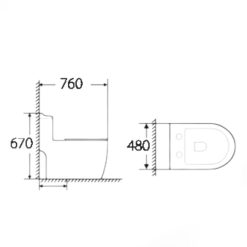 Bản vẽ kích thước Bồn cầu 1 khối HUGE H-BC999