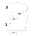 Bản vẽ kích thước Bồn cầu thông minh HUGE H-BS2269B PRO