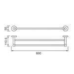 Bản vẽ kích thước Giá treo khăn HUGE H-B1736A đôi