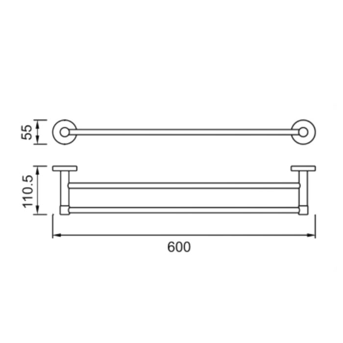 Bản vẽ kích thước Giá treo khăn HUGE H-B1736A đôi
