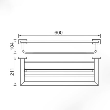 Bản vẽ kích thước Giá treo khăn HUGE H-B1838