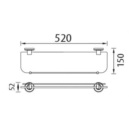 Bản vẽ kích thước Kệ kính HUGE H-B1639
