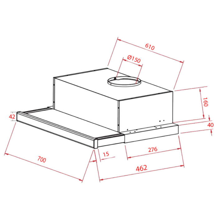 Bản vẽ kích thước Máy hút mùi CANZY CZ 7087 70cm âm tủ