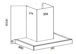 Bản vẽ kích thước Máy hút mùi CANZY CZ 88LUXURY 70cm chữ T