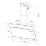 Bản vẽ kích thước Máy hút mùi EUROSUN EH-70CN78B 70cm kính vát