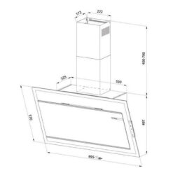 Bản vẽ kích thước Máy hút mùi EUROSUN EH-70CN78B 70cm kính vát