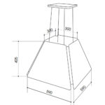 Bản vẽ kích thước Máy hút mùi FASTER TS0406 60cm độc lập