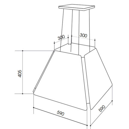 Bản vẽ kích thước Máy hút mùi FASTER TS0406 60cm độc lập