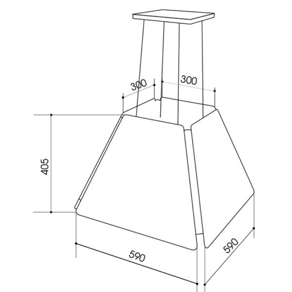 Bản vẽ kích thước Máy hút mùi FASTER TS0406 60cm độc lập