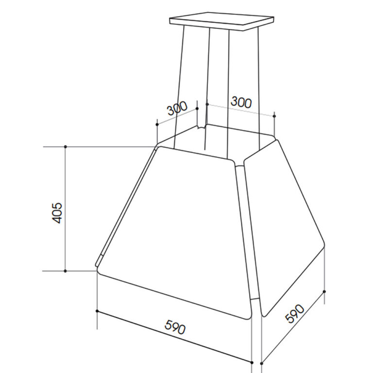 Bản vẽ kích thước Máy hút mùi FASTER TS0406 60cm độc lập