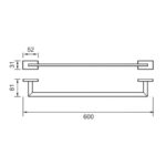 Bản vẽ kích thước Thanh vắt khăn HUGE H-B1738 đơn
