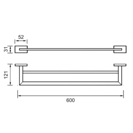 Bản vẽ kích thước Thanh vắt khăn HUGE H-B1738A