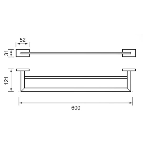 Bản vẽ kích thước Thanh vắt khăn HUGE H-B1738A