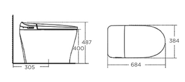 Bản vẽ kỹ thuật Bồn cầu thông minh AMERICAN STANDARD WP-70DY e-Lite nắp điện tử
