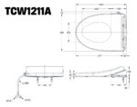 Bản vẽ kỹ thuật Nắp bồn cầu rửa cơ TOTO TCW1211A (E4)