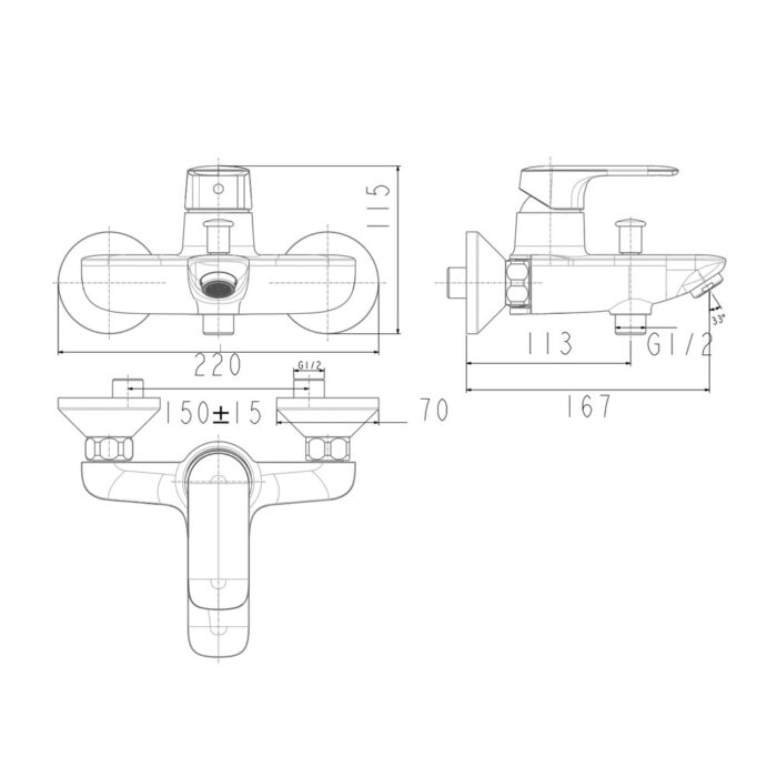 Bản vẽ kỹ thuật Vòi Sen Tắm American Standard WF-1M11 Loven