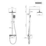 Bản vẽ kỹ thuật Vòi sen cây CAESAR S688CB phím đàn nóng lạnh đen