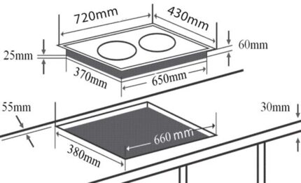 Bản vẽ kỹ thuật Bếp từ đôi CHEFS EH-DIH209