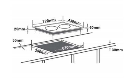 Bản vẽ kỹ thuật Bếp từ đôi CHEFS EH-DIH322