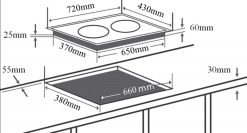 Bản vẽ kích thước Bếp từ đôi CHEFS EH-DIH990