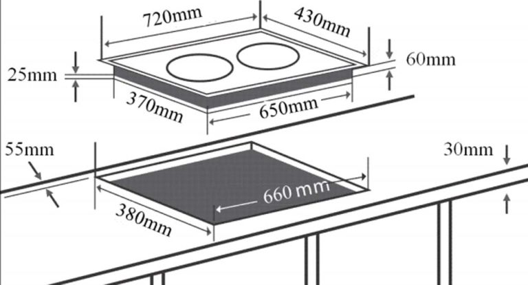 Bản vẽ kích thước Bếp từ đôi CHEFS EH-DIH990