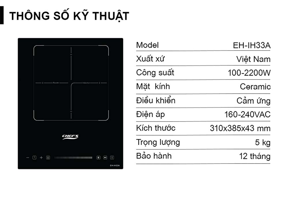 Bếp từ đơn CHEFS EH-IH33A