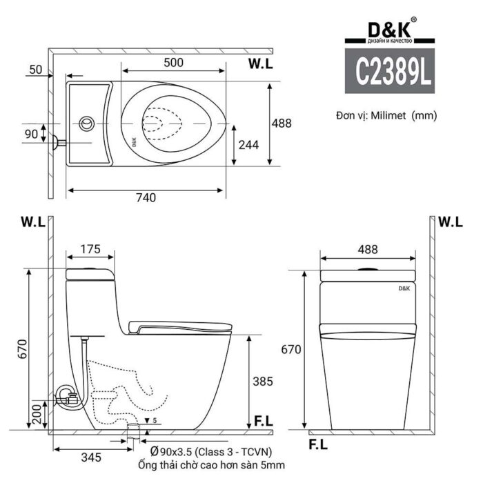 Bồn cầu 1 khối D&K DK-C2389L 1