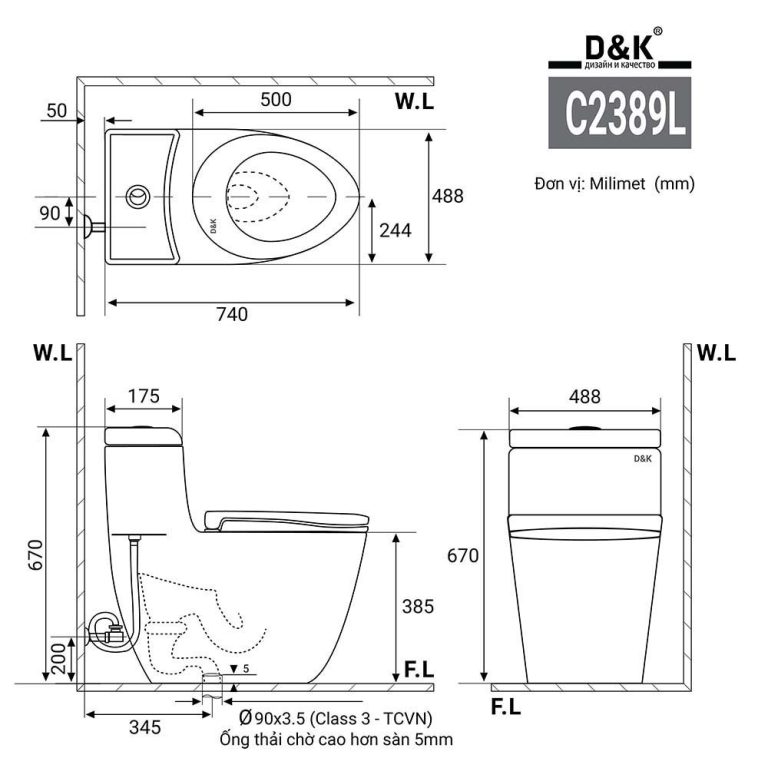 Bồn cầu 1 khối D&K DK-C2389L 1