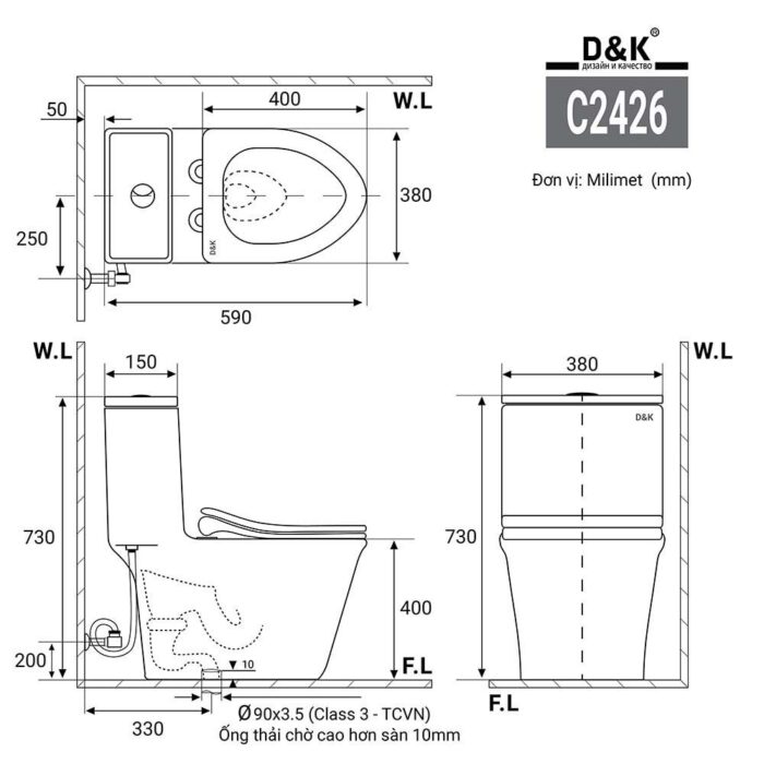 Bồn cầu 1 khối D&K DK-C2426 1